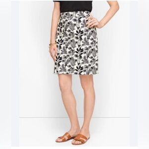 Talbots A Line Tropical Monkeys Ivory Black Canvas Side Zip Lined Skirt